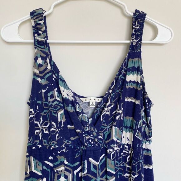 Cabi Blue White Gray V-Neck Mini Dress Size Small - Picture 2 of 8